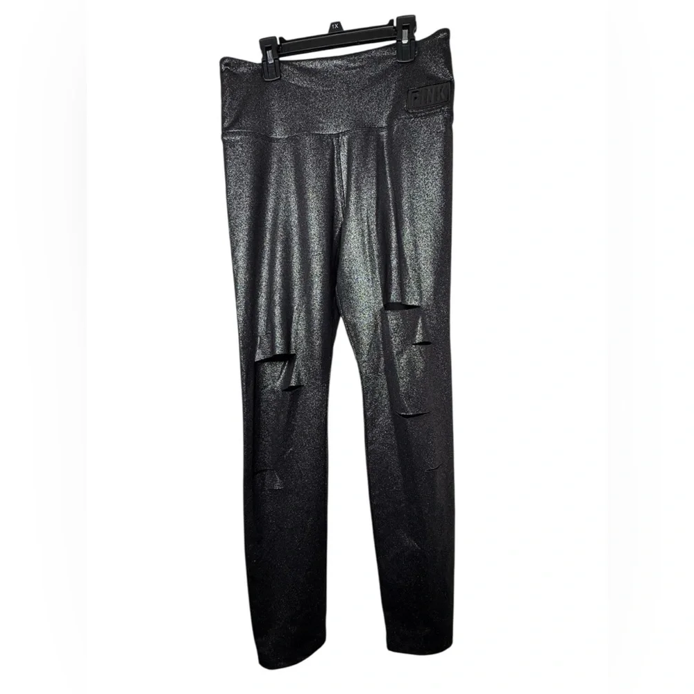 Pink Victoria's Secret‎ Ultimate Black Sparkle High Waisted Athletic Leggings